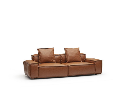 Three-seater couch 240 cm seat cushion Brown couch Cozy sofas Living room
